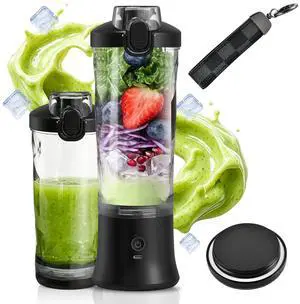 Portable Blender, USB-C Rechargeable Personal Blender for Shakes and Smoothies, 2o oz Leakproof Travel Cup with Pulse Mode & LED Light, BPA Free, Cordless for Home Gym Office Travel, Black Portable Blender, USB-C Rechargeable Personal Blender for Shakes and Smoothies, 2o oz Leakproof Travel Cup with Pulse Mode & LED Light, BPA Free, Cordless for Home Gym Office Travel, Black