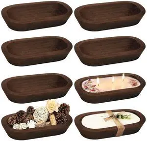8 Pack Dough Bowl for Candle 9.5 x 5.5 Inch, Wooden Dough Bowls Paulownia, Rustic Bowl Vintage, Dough Bowl Decor for Candle, Brown 8 Pack Dough Bowl for Candle 9.5 x 5.5 Inch, Wooden Dough Bowls Paulownia, Rustic Bowl Vintage, Dough Bowl Decor for Candle, Brown