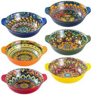 Ceramic Soup Bowls Set, 14 oz Cereal Bowl Set of 6, Small Dessert Bowls with Handle, Boho Serving Bowls Set for Kitchen, Snack, Salad, Microwave & Dishwasher Safe Ceramic Soup Bowls Set, 14 oz Cereal Bowl Set of 6, Small Dessert Bowls with Handle, Boho Serving Bowls Set for Kitchen, Snack, Salad, Microwave & Dishwasher Safe