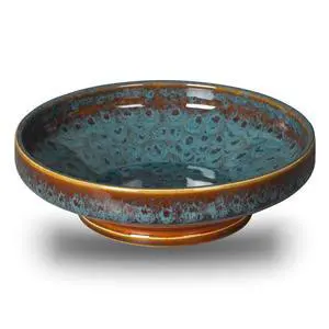 Ceramic Fruit Bowl for Kitchen Counter,Decorative Pedestal Bowl for Table Countertop,Large Footed Serving Bowl,10.2 Inch (peacock Green) Ceramic Fruit Bowl for Kitchen Counter,Decorative Pedestal Bowl for Table Countertop,Large Footed Serving Bowl,10.2 Inch (peacock Green)