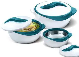3 Piece Thermo Dish Hot or Cold Casserole Serving Bowls with Lids Turquoise 3 Piece Thermo Dish Hot or Cold Casserole Serving Bowls with Lids Turquoise