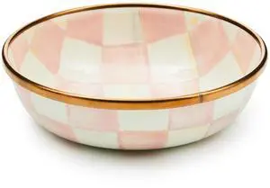 Enamel Dipping Bowl, Small Serving Bowl for Entertaining, Pink-and-White Rosy Check Enamel Dipping Bowl, Small Serving Bowl for Entertaining, Pink-and-White Rosy Check