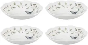 Pasta Bowls, 20oz Butterfly Meadow Pasta Bowl Set of 4, Service For 4, Porcelain, White Serving Bowls, Wide, Shallow, Butterfly Meadow Collection, Dishwasher/Microwave Safe (White 4-Piece) Pasta Bowls, 20oz Butterfly Meadow Pasta Bowl Set of 4, Service For 4, Porcelain, White Serving Bowls, Wide, Shallow, Butterfly Meadow Collection, Dishwasher/Microwave Safe (White 4-Piece)