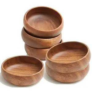 Acacia Wood Snack Serving Bowl, 6" x 2" (Set of 6) Acacia Wood Snack Serving Bowl, 6" x 2" (Set of 6)
