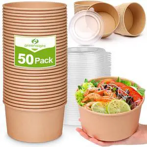42oz Disposable Soup bowls, 50 Pack Paper Bowls With Lids, Large Salads Bowls, Heavy Duty Serving Bowls For Hot/Cold Food 42oz Disposable Soup bowls, 50 Pack Paper Bowls With Lids, Large Salads Bowls, Heavy Duty Serving Bowls For Hot/Cold Food