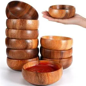 10 Pcs Acacia Wooden Bowls Small Calabash Bowls Round Wood Salad Hand Carved Calabash Dip Tray for Serving Popcorn Pasta Coconut Nuts Sauce Appetizers Home Kitchen (4 Inch) 10 Pcs Acacia Wooden Bowls Small Calabash Bowls Round Wood Salad Hand Carved Calabash Dip Tray for Serving Popcorn Pasta Coconut Nuts Sauce Appetizers Home Kitchen (4 Inch)