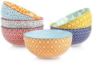 Ceramic Cereal Bowls Set of 6, 24 Oz Deep Soup Bowls for Kitchen, 5.9 Inch Dessert Bowls for Salad, Pasta, Oatmeal, Ramen, Microwave Dishwasher Safe, Set of 6, Assorted Colors Ceramic Cereal Bowls Set of 6, 24 Oz Deep Soup Bowls for Kitchen, 5.9 Inch Dessert Bowls for Salad, Pasta, Oatmeal, Ramen, Microwave Dishwasher Safe, Set of 6, Assorted Colors