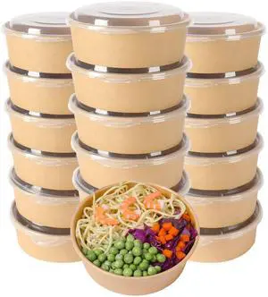 17 oz Disposable Kraft Paper Bowls with Lids, Food Containers for Soup, Party Supplies, Treat Bowls - 50 Pack 17 oz Disposable Kraft Paper Bowls with Lids, Food Containers for Soup, Party Supplies, Treat Bowls - 50 Pack