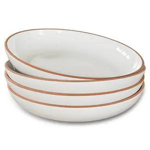 Ceramic Large Pasta Bowls 30oz, Set of 4 - Serving, Salad, Dinner, etc Plate/Wide Bowl - Microwave, Oven, Dishwasher Safe Kitchen Dinnerware - Modern Porcelain Stoneware Dishes, Vanilla White Ceramic Large Pasta Bowls 30oz, Set of 4 - Serving, Salad, Dinner, etc Plate/Wide Bowl - Microwave, Oven, Dishwasher Safe Kitchen Dinnerware - Modern Porcelain Stoneware Dishes, Vanilla White