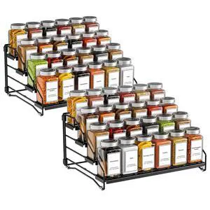 4 Tier Spice Rack Organizer, Spice Rack for Cabinet, Adjustable Depth Seasoning Shelf for Countertop, Pantry, Seasoning Organizer, Metal, Black (2 Pack) 4 Tier Spice Rack Organizer, Spice Rack for Cabinet, Adjustable Depth Seasoning Shelf for Countertop, Pantry, Seasoning Organizer, Metal, Black (2 Pack)