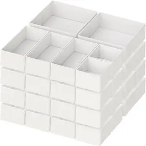 Drawer Organizer Clothes, 24 Pack Dresser Organizer for Baby Clothes, Underwear, Sock- Foldable Closet Organization and Storage Dividers Bins for Nursery, Bedroom and Dorm (White) Drawer Organizer Clothes, 24 Pack Dresser Organizer for Baby Clothes, Underwear, Sock- Foldable Closet Organization and Storage Dividers Bins for Nursery, Bedroom and Dorm (White)