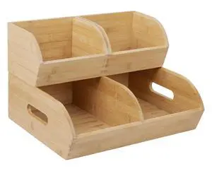 Potato and Onion Storage Bin for Pantry and Kitchen Counter - Ventilated Stackable Bamboo Organizer Baskets with Handles Potato and Onion Storage Bin for Pantry and Kitchen Counter - Ventilated Stackable Bamboo Organizer Baskets with Handles