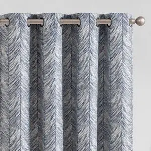 Blue Printed Curtains 84 Inch Length for Living Room Grommet Jacquard Curtains with Herringbone Pattern Modern Room Darkening Drapes Bedroom Window Curtain Set 2 Panels Blue Printed Curtains 84 Inch Length for Living Room Grommet Jacquard Curtains with Herringbone Pattern Modern Room Darkening Drapes Bedroom Window Curtain Set 2 Panels