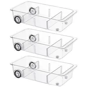 Fridge Organizer Bins With Wheels, 3 Pack Roll Out Refrigerator Organizers And Storage Refrigerator Drawer With Dividers, Upgrade Thick Plastic Pantry Storage Bins, Kitchen Organization Fridge Organizer Bins With Wheels, 3 Pack Roll Out Refrigerator Organizers And Storage Refrigerator Drawer With Dividers, Upgrade Thick Plastic Pantry Storage Bins, Kitchen Organization