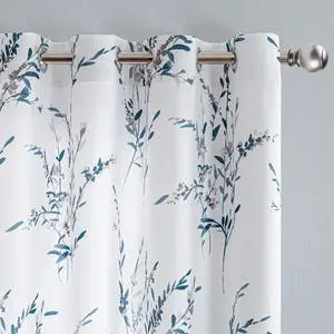Floral Curtains 63 Inch Curtains 2 Panel Set for Bedroom Living Room Light Filtering Curtains for Home Decor Grommet Curtains Leaf Flower Printed Window Treatments, Navy Blue Floral Curtains 63 Inch Curtains 2 Panel Set for Bedroom Living Room Light Filtering Curtains for Home Decor Grommet Curtains Leaf Flower Printed Window Treatments, Navy Blue