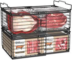 Expandable Chest Freezer Organizer, Stackable Wire Baskets Expandable Chest Freezer Organizer, Stackable Wire Baskets