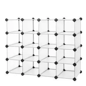 Shoe Rack with 16 Cubes, Interlocking Plastic Shoe Organizer, DIY Storage Cabinet for Closet Entryway Bedroom Garage, Space Saving Design, 12 x 35.1 x 27.2 Inches, Transparent ULPC445W02 Shoe Rack with 16 Cubes, Interlocking Plastic Shoe Organizer, DIY Storage Cabinet for Closet Entryway Bedroom Garage, Space Saving Design, 12 x 35.1 x 27.2 Inches, Transparent ULPC445W02
