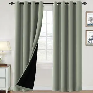 100% Blackout Curtains for Bedroom Thermal Insulated Blackout Curtains 84 inch Length Heat and Full Light Blocking Curtains for Living Room with Black Liner 2 Panels Set, Light Sage 100% Blackout Curtains for Bedroom Thermal Insulated Blackout Curtains 84 inch Length Heat and Full Light Blocking Curtains for Living Room with Black Liner 2 Panels Set, Light Sage
