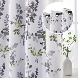 Floral Curtains, 84 Inch Long Living Room Curtains, Room Darkening Thermal Insulated, Light Blocking Grommet Drapes, 2 Panels, Grey and Sage Floral Curtains, 84 Inch Long Living Room Curtains, Room Darkening Thermal Insulated, Light Blocking Grommet Drapes, 2 Panels, Grey and Sage