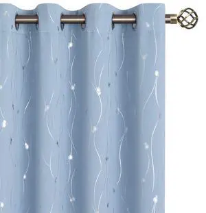 Room Darkening Curtains 84 Inches Long, Grommet Thermal Insulated Blackout Curtains with Wave Line and Dots Printed for Bedroom, 2 Panels, Each 52 x 84 Inch, Light Blue Room Darkening Curtains 84 Inches Long, Grommet Thermal Insulated Blackout Curtains with Wave Line and Dots Printed for Bedroom, 2 Panels, Each 52 x 84 Inch, Light Blue
