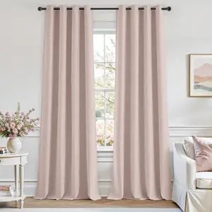 100% Blush Pink Linen Blackout Curtains for Bedroom, 52 x 84 Inch Length 2 Panels Faux Linen Thermal Insulated Black Out Grommet Window Drapes for Living Preppy Room DecorNursery 100% Blush Pink Linen Blackout Curtains for Bedroom, 52 x 84 Inch Length 2 Panels Faux Linen Thermal Insulated Black Out Grommet Window Drapes for Living Preppy Room DecorNursery