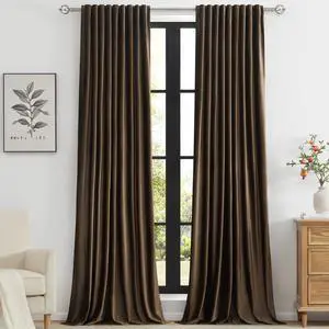 Brown Velvet Curtains 96 inch Long for Living Room,Set of 2 Panels Blackout Rod Pocket Back Tab Window Treatment Room Darkening Heavy Decorative Curtains Drapes for Bedroom Brown Velvet Curtains 96 inch Long for Living Room,Set of 2 Panels Blackout Rod Pocket Back Tab Window Treatment Room Darkening Heavy Decorative Curtains Drapes for Bedroom