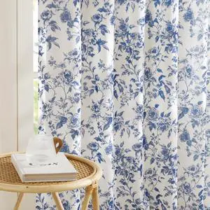Blue Floral Curtains for Bedroom & Living Room, Linen Blend Drapes with Vintage Peony, Privacy & Light Filtering Inspired by British Museum's Blue & White Porcelain, W52 x L84 in, 2 Panels Blue Floral Curtains for Bedroom & Living Room, Linen Blend Drapes with Vintage Peony, Privacy & Light Filtering Inspired by British Museum's Blue & White Porcelain, W52 x L84 in, 2 Panels