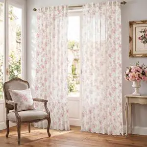 Pink Curtains for Nursery Girls Bedroom,French Country Sheer Blush Floral Victorian Toile Whimsical Pastel Dusty Rose Cottagecore Elegant Linen Curtains for Living Room Baby Kid 96 In Long 2 Panel Set Pink Curtains for Nursery Girls Bedroom,French Country Sheer Blush Floral Victorian Toile Whimsical Pastel Dusty Rose Cottagecore Elegant Linen Curtains for Living Room Baby Kid 96 In Long 2 Panel Set