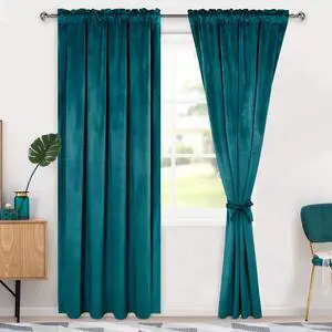 Teal Velvet Curtains 84 inches-Blackout Thermal Insulated Solid Soft Curtains for Bedroom Living Room Rod Pocket Room Darkening 2 Panels Window Drapes with Tiebacks, 52W x 84L Teal Velvet Curtains 84 inches-Blackout Thermal Insulated Solid Soft Curtains for Bedroom Living Room Rod Pocket Room Darkening 2 Panels Window Drapes with Tiebacks, 52W x 84L