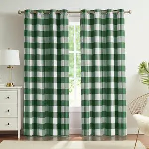 Buffalo Check Plaid Blackout Curtains 84 Inches Long for Living Room, Bedroom Thermal Insulated Room Darkening Grommet Drapes, Green, 50 x 84 Inch, 2 Panels Buffalo Check Plaid Blackout Curtains 84 Inches Long for Living Room, Bedroom Thermal Insulated Room Darkening Grommet Drapes, Green, 50 x 84 Inch, 2 Panels