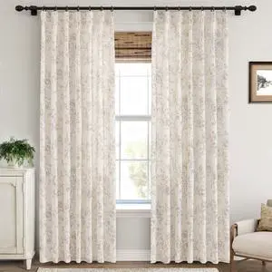 Pinch Pleated Floral Linen Curtains 84 inch Long Coffee and Cream Memory Trained Curtain Light Filtering Living Room Farmhouse Flower Pattern Printed Pinch Pleat Drapes with Hooks 2 Panels 40W x 84"L Pinch Pleated Floral Linen Curtains 84 inch Long Coffee and Cream Memory Trained Curtain Light Filtering Living Room Farmhouse Flower Pattern Printed Pinch Pleat Drapes with Hooks 2 Panels 40W x 84"L
