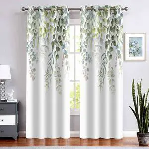 Sage Green Eucalyptus Curtains 42x84inches Watercolor Floral Leaves Windows Curtains, Darkening Thermal Insulated Blackout Farmhouse Drapes with Grommets for Bedroom Living Room Home Decor 2 Panels Sage Green Eucalyptus Curtains 42x84inches Watercolor Floral Leaves Windows Curtains, Darkening Thermal Insulated Blackout Farmhouse Drapes with Grommets for Bedroom Living Room Home Decor 2 Panels