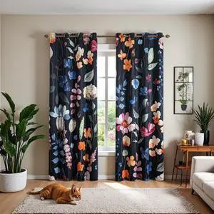 Floral Blackout Curtains 84 inch length 2 Panels Set Rustic Vintage Flowers Botanical Leaf Print Patterned Black Out Curtains Thermal Insulated Darkening Window Drapes for Bedroom Living Room 52x84 in Floral Blackout Curtains 84 inch length 2 Panels Set Rustic Vintage Flowers Botanical Leaf Print Patterned Black Out Curtains Thermal Insulated Darkening Window Drapes for Bedroom Living Room 52x84 in