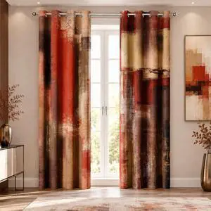 Burnt Orange Abstract Blackout Curtains, Brown Black Modern Window Drapes 2 Panels for Bedroom Living Room, Grommet Top Room Darkening Curtains Home Decor 52'' x 84'' Burnt Orange Abstract Blackout Curtains, Brown Black Modern Window Drapes 2 Panels for Bedroom Living Room, Grommet Top Room Darkening Curtains Home Decor 52'' x 84''