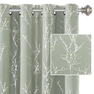 Blackout Curtains for Bedroom Foil Print Twig Tree Branch Thermal Insulated Grommet Curtain Drapes Light Blocking Thick Soft Window Curtains for Living 52 x 84 Inch, 2 Panels, Sage Blackout Curtains for Bedroom Foil Print Twig Tree Branch Thermal Insulated Grommet Curtain Drapes Light Blocking Thick Soft Window Curtains for Living 52 x 84 Inch, 2 Panels, Sage
