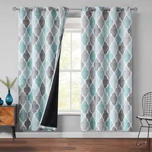 100% Blackout Curtains 72 Inches Long 2 Panels for Bedroom Living Room Aqua Grey Moroccan Geo Room Darkening Thermal Insulated Soundproof Grommet Top Window Treatments Drapes, 50x72 Set of 2 100% Blackout Curtains 72 Inches Long 2 Panels for Bedroom Living Room Aqua Grey Moroccan Geo Room Darkening Thermal Insulated Soundproof Grommet Top Window Treatments Drapes, 50x72 Set of 2