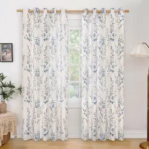Linen Curtains for Living Room 84 Inch Length 2 Panels, Floral Leaf Patterns, Light Filtering Window Privacy Boho Curtains for Vintage Farmhouse Dining Room, Each 60 Inch Wide, Navy Linen Curtains for Living Room 84 Inch Length 2 Panels, Floral Leaf Patterns, Light Filtering Window Privacy Boho Curtains for Vintage Farmhouse Dining Room, Each 60 Inch Wide, Navy