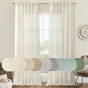 108 inch Linen Curtains for Living Room, Back Tab and Rod Pocket Cream Ivory Extra Long Curtains Light Filtering Neutral Drapes for Large Window, 2 Panels,52 x 108 Inch, 9FT, Natural 108 inch Linen Curtains for Living Room, Back Tab and Rod Pocket Cream Ivory Extra Long Curtains Light Filtering Neutral Drapes for Large Window, 2 Panels,52 x 108 Inch, 9FT, Natural