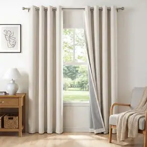 Linen Textured Total Blackout Curtains for Bedroom 84 Inches Long, Beige Grommet Curtains for Living Room, Thermal Insulated Room Darkening Drapes, 50" W x 84" L, 2 Panels Linen Textured Total Blackout Curtains for Bedroom 84 Inches Long, Beige Grommet Curtains for Living Room, Thermal Insulated Room Darkening Drapes, 50" W x 84" L, 2 Panels