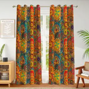 Boho Blackout Curtains for Bedroom & Living Room, 2 Panels, 100% Blackout, Colorful Bohemian Hippie Pattern, Multicolor Funky Abstract, Classic Modern Rustic, 52x84 Inches Boho Blackout Curtains for Bedroom & Living Room, 2 Panels, 100% Blackout, Colorful Bohemian Hippie Pattern, Multicolor Funky Abstract, Classic Modern Rustic, 52x84 Inches