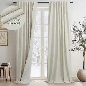 Flax Linen Blackout Living Room Curtain 84 Inch Long 2 Panel Tan Beige Black Out Burlap Farmhouse Insulated Thermal Curtain for Summer Heat Nursery Room Darkening Drapes Bedroom Back Tab 52x84 Length Flax Linen Blackout Living Room Curtain 84 Inch Long 2 Panel Tan Beige Black Out Burlap Farmhouse Insulated Thermal Curtain for Summer Heat Nursery Room Darkening Drapes Bedroom Back Tab 52x84 Length