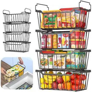 Freezer Organizer Bins with Foldable Handle, 8 Pack Stackable Freezer Baskets for 3.5-7 Cu.FT Deep Chest Freezer Organization, Coated Metal Freezer Storage Bins with Better Space Utilization Freezer Organizer Bins with Foldable Handle, 8 Pack Stackable Freezer Baskets for 3.5-7 Cu.FT Deep Chest Freezer Organization, Coated Metal Freezer Storage Bins with Better Space Utilization