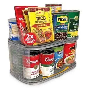 2-Tier Lazy Susan Pantry Organizer Steel Reinforced Turntable for Kitchen Cabinets & Pantry Storage Heavy-Duty Can Organizer Holds Up to 30 lbs Rotates 360° Includes 2 Bonus Bins 2-Tier Lazy Susan Pantry Organizer Steel Reinforced Turntable for Kitchen Cabinets & Pantry Storage Heavy-Duty Can Organizer Holds Up to 30 lbs Rotates 360° Includes 2 Bonus Bins