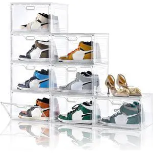 8 Pack Shoe Boxes Clear Plastic Stackable, Large Shoe Storage Organizer with Lids,Drop Side Shoe Containers for Entryway,Sneaker Storage Fit up to US Size 13 (13x 10.6x 8.3) 8 Pack Shoe Boxes Clear Plastic Stackable, Large Shoe Storage Organizer with Lids,Drop Side Shoe Containers for Entryway,Sneaker Storage Fit up to US Size 13 (13x 10.6x 8.3)
