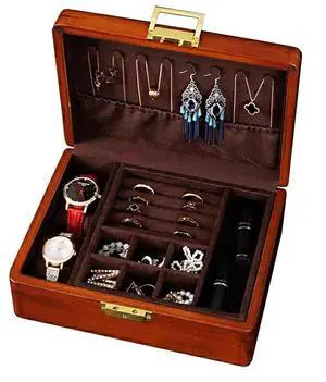 2 Layer Solid Wooden Jewelry Box with Lock and Key for Women Men Vintage Velvet Wood Jewelry Organizer Storage for Earrings Rings Necklaces Bracelet Watch Mothers Day Gift 2 Layer Solid Wooden Jewelry Box with Lock and Key for Women Men Vintage Velvet Wood Jewelry Organizer Storage for Earrings Rings Necklaces Bracelet Watch Mothers Day Gift