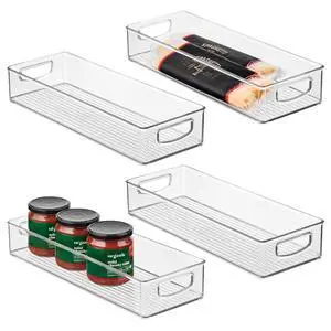 Slim Extra Long Clear Storage Bin, 4-Pack Slim Extra Long Clear Storage Bin, 4-Pack