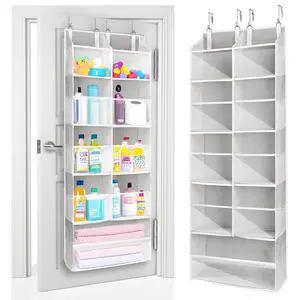 Over the Door Organizer, 5-Tier Extra Large Hanging Storage with 10 Mesh Pockets, 100 lbs Capacity, Heavy Duty Door Organizer for Closet, Bedroom, Nursery Light Grey Over the Door Organizer, 5-Tier Extra Large Hanging Storage with 10 Mesh Pockets, 100 lbs Capacity, Heavy Duty Door Organizer for Closet, Bedroom, Nursery Light Grey
