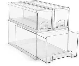 1 Large & 2 Small Clear Stackable Storage Drawers Plastic Organizer Bins with Handles Stackable Pull-Out Storage Drawers for Closet, Pantry, Office, Bathroom, Craft, and Toy Organization 1 Large & 2 Small Clear Stackable Storage Drawers Plastic Organizer Bins with Handles Stackable Pull-Out Storage Drawers for Closet, Pantry, Office, Bathroom, Craft, and Toy Organization