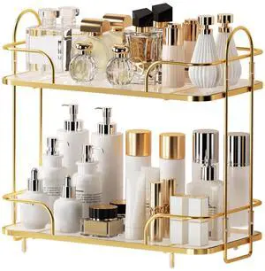 2 Tier Corner Bathroom Counter Organizer, Cosmetic Skincare Organizer, Bathroom Countertop Perfume Tray Vanity Organizer, Kitchen Spice Corner Storage Shelf 2 Tier Corner Bathroom Counter Organizer, Cosmetic Skincare Organizer, Bathroom Countertop Perfume Tray Vanity Organizer, Kitchen Spice Corner Storage Shelf