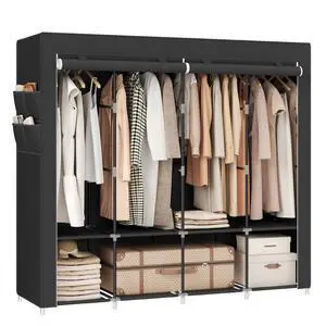 Portable Closet, Wardrobe Closet Organizer with Cover, 4 Hanging Rods and Shelves, 4 Side Pockets, 17.7 x 66.9 x 65.7 Inches, Large Capacity for Bedroom, Living Room, Ink Black URYG094B02 Portable Closet, Wardrobe Closet Organizer with Cover, 4 Hanging Rods and Shelves, 4 Side Pockets, 17.7 x 66.9 x 65.7 Inches, Large Capacity for Bedroom, Living Room, Ink Black URYG094B02